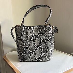 Nine West Black and White Snake Print Shoulder Bag